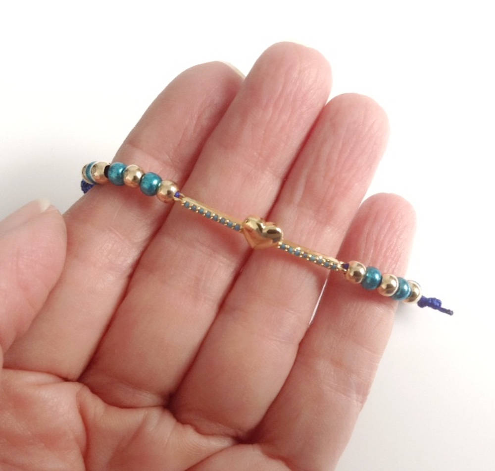 Cubic Zirconia Heart Bracelet - Adjustable Valentines Gift for Girlfriend