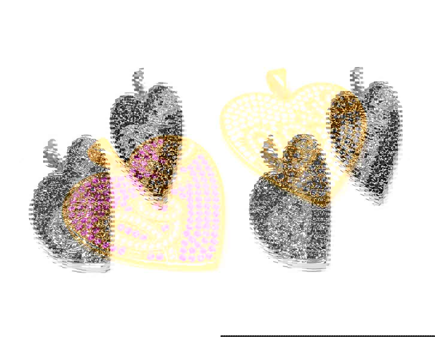 CZ Micro Pave Heart Pendant - Real Gold Plated Love Word Jewelry Supply for DIY