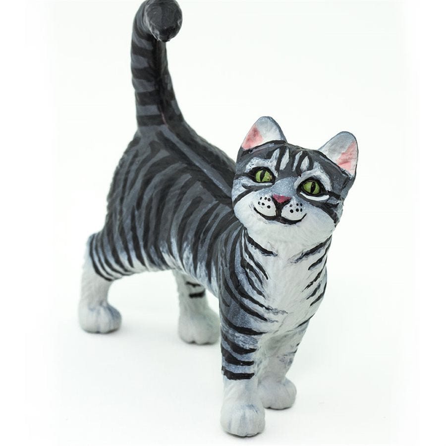 Gray Tabby Cat Toy - Realistic Mackerel Striped Design