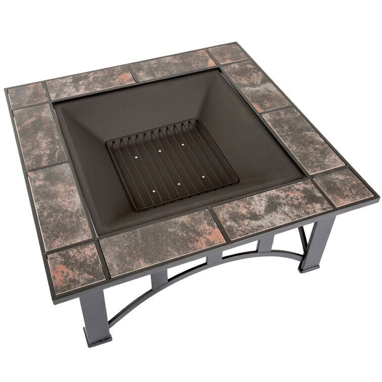 MIRODEMI® Outdoor Wood Burning Fire Pit Table With BBQ Grill Shelf