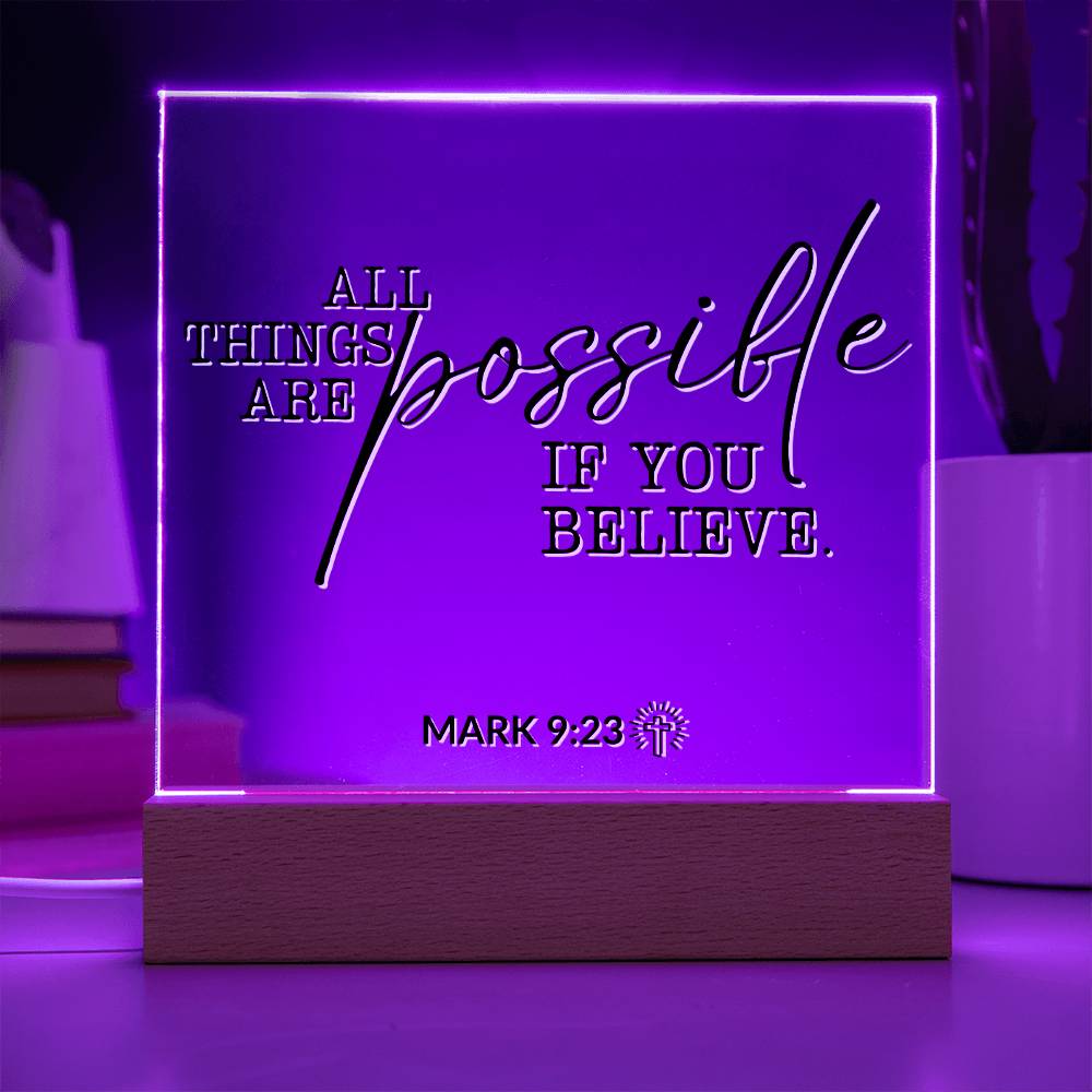 LED Bible Verse Acrylic Plaque with Night Light - Motivational Home Decor