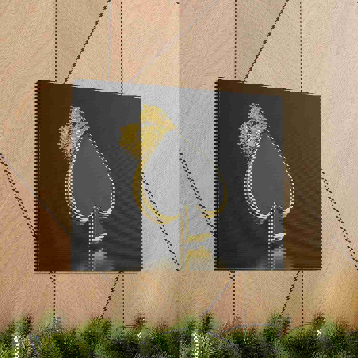 3D Gold Crown Spades Playing Card Canvas Wall Art - Ready-to-Hang Home Decor