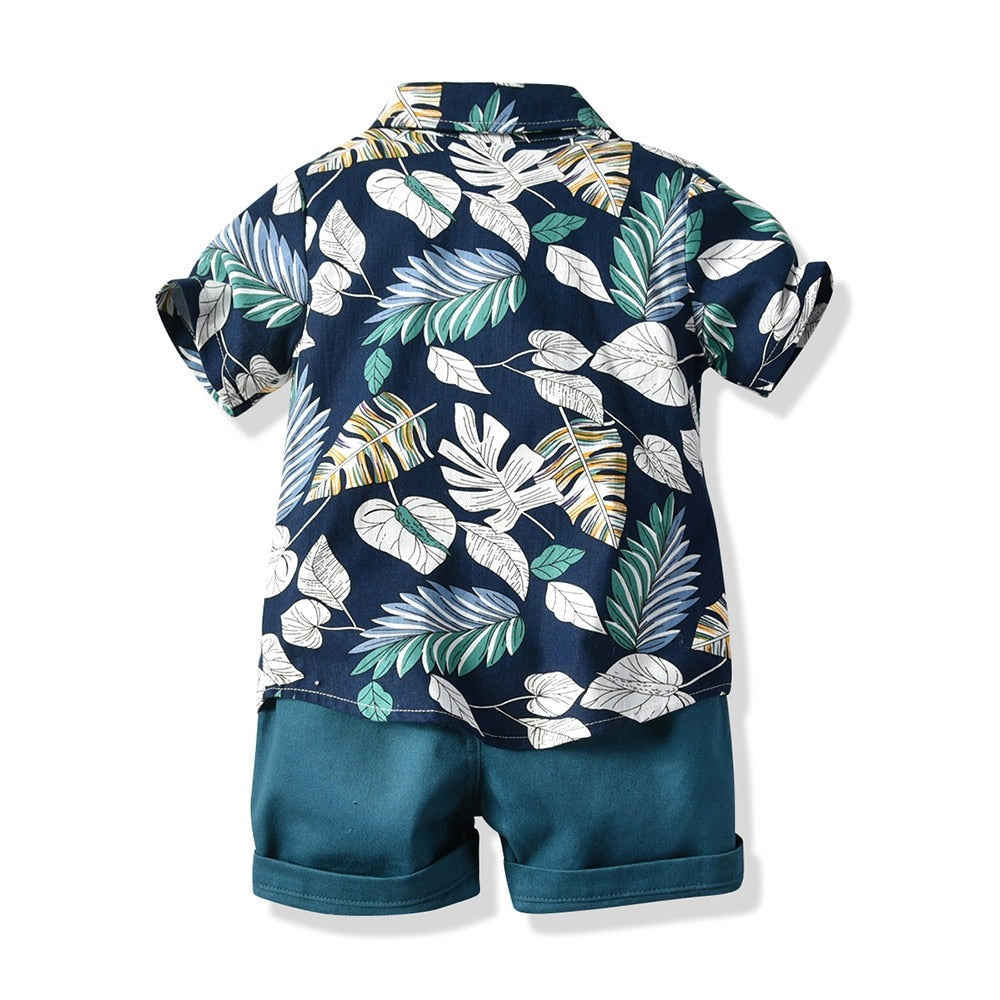 Toddler Boy Floral Bowtie Shirt and Shorts Gentleman Clothing Set