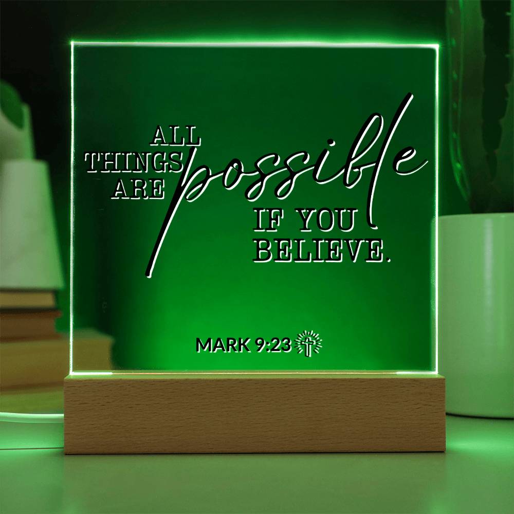 LED Bible Verse Acrylic Plaque with Night Light - Motivational Home Decor