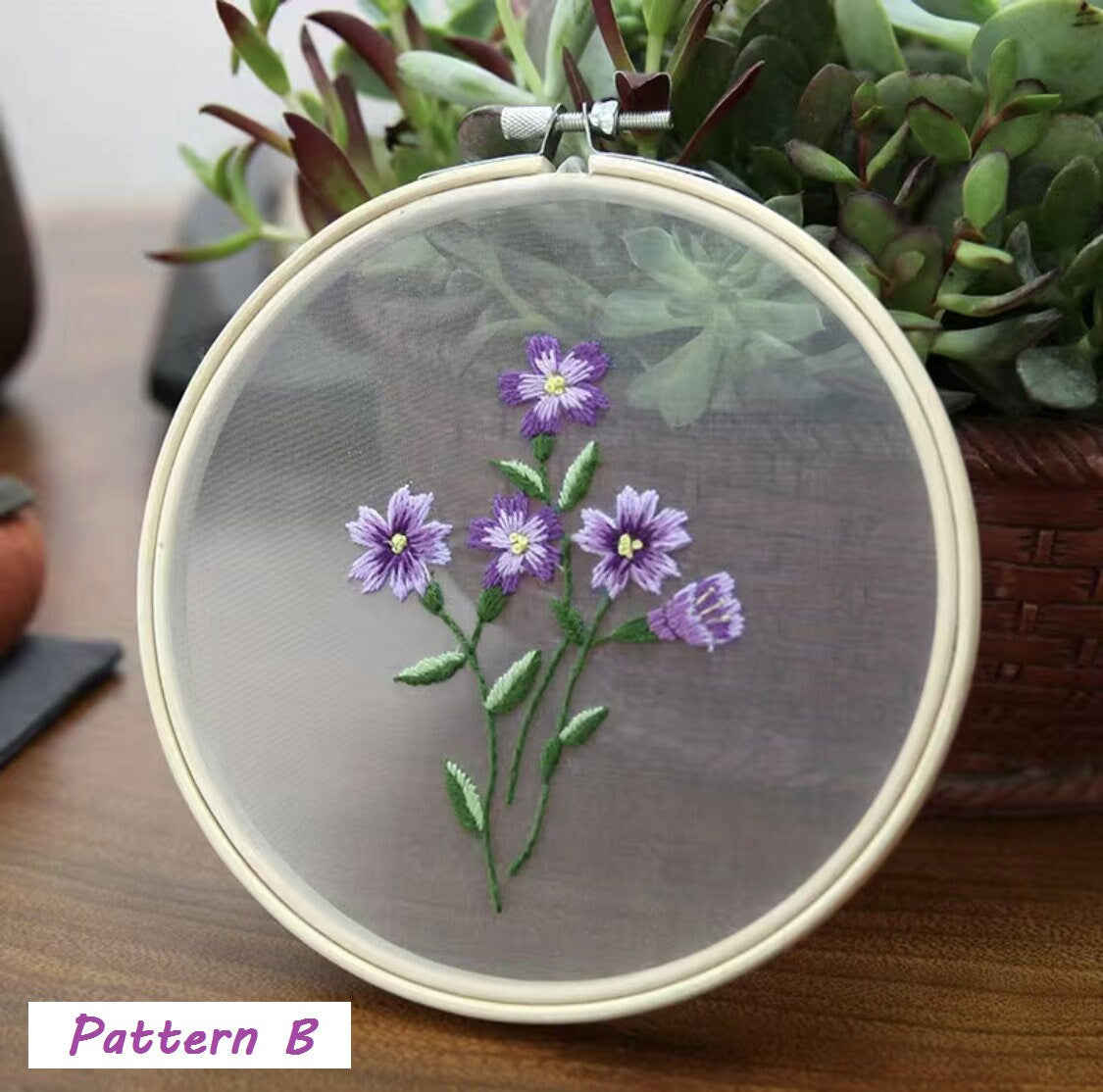 Transparent Mesh Floral Embroidery Kit - DIY Craft for Experienced Stitchers