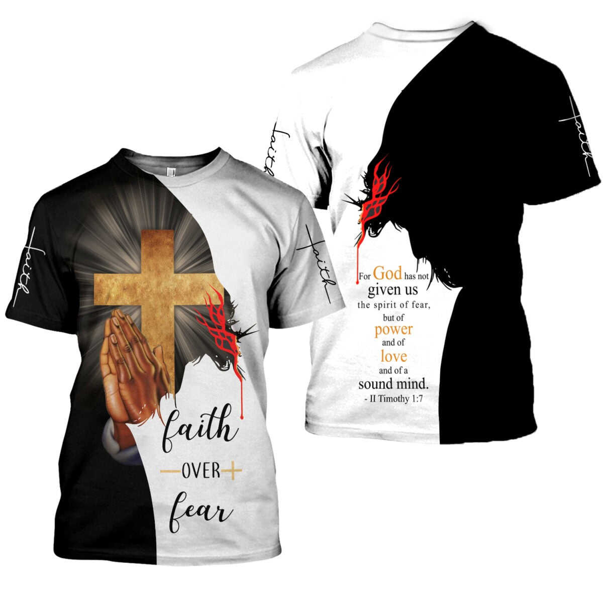 Faith Over Fear 3D All Over Printing T-Shirt - Trust In God Sublimation Hoodie TO0247