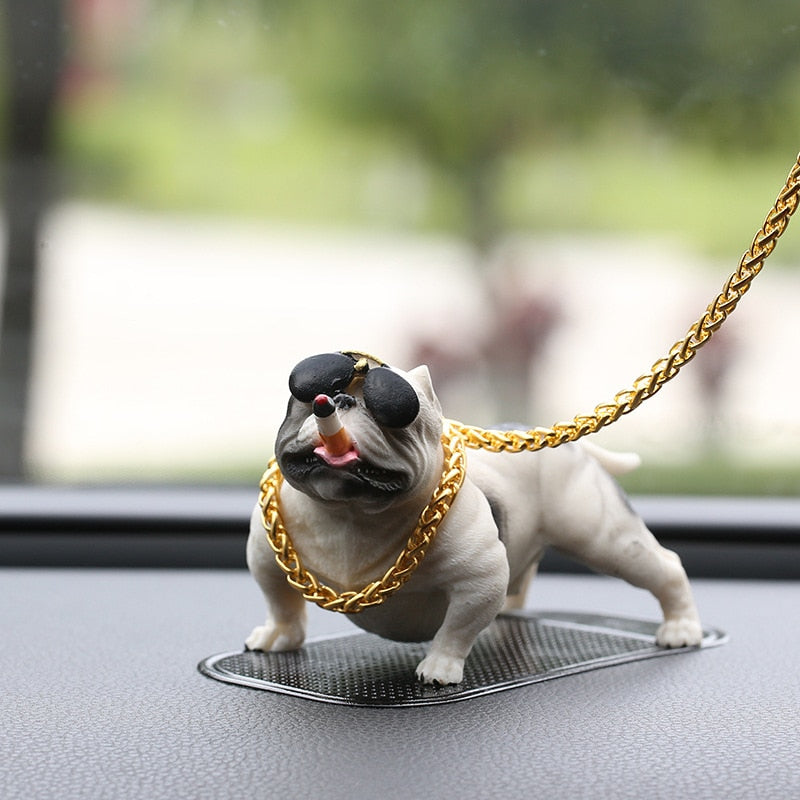 Car Dashboard Ornament Bully Pitbull Dog Doll - Cute Auto Interior Accessories & Creative Home Decor