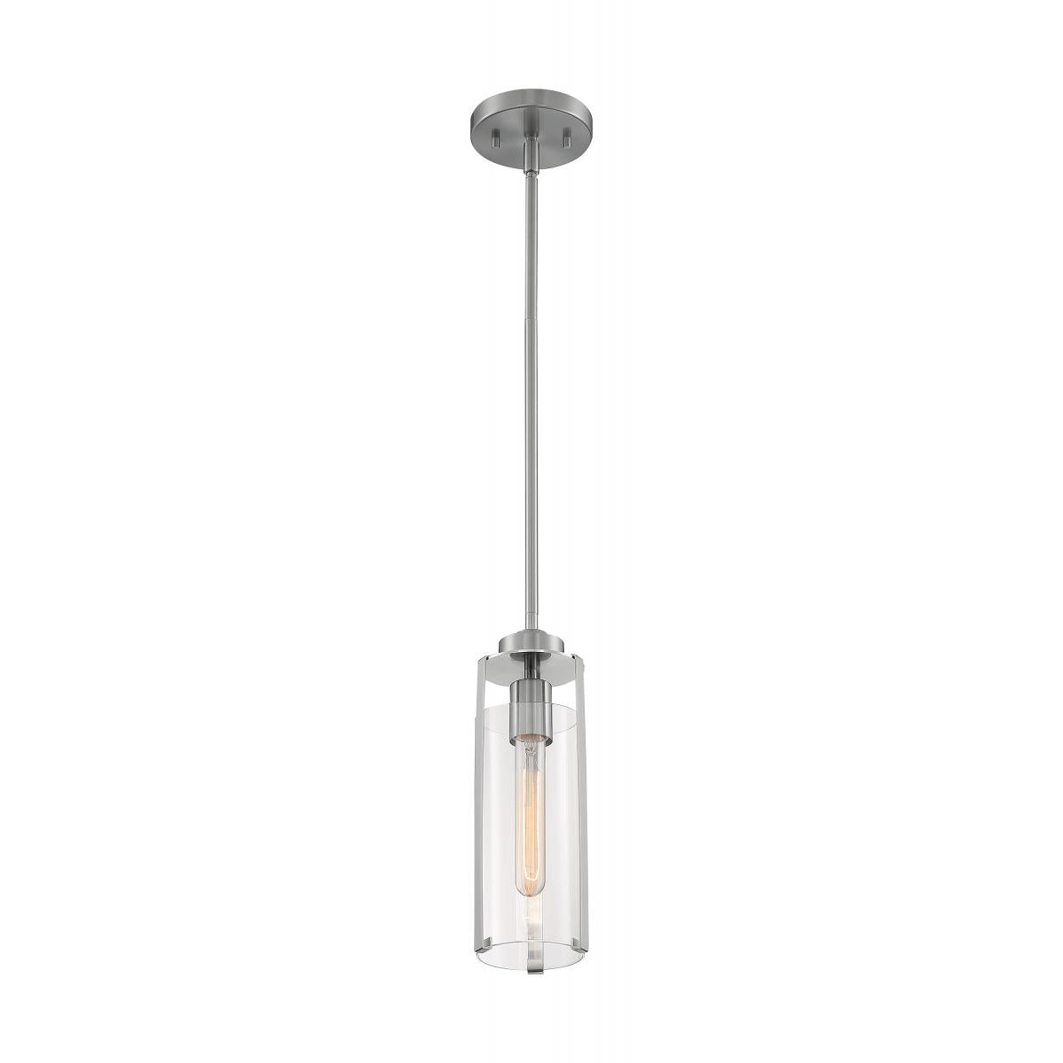 MARINA 1 Light Mini Pendant - Clear Glass with Brushed Nickel Finish