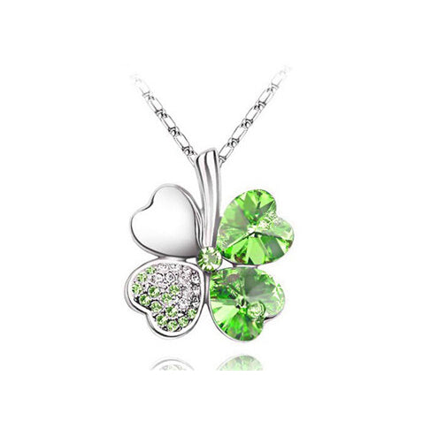 Fashion Austrian Crystal Four Leaf Clover Necklace for Women