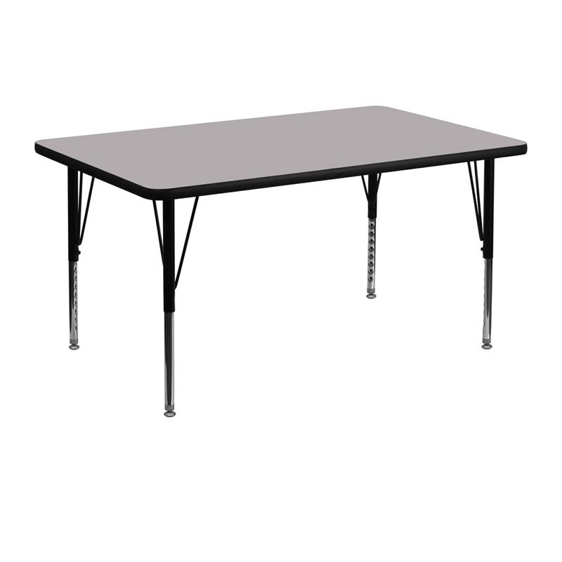 Flash Furniture Adjustable Height Activity Table for Kids - 30W x 48L Grey Laminate Top