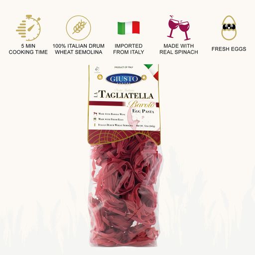 Giusto Sapore Barolo Wine Tagliatella Nests - Premium Italian Egg Pasta
