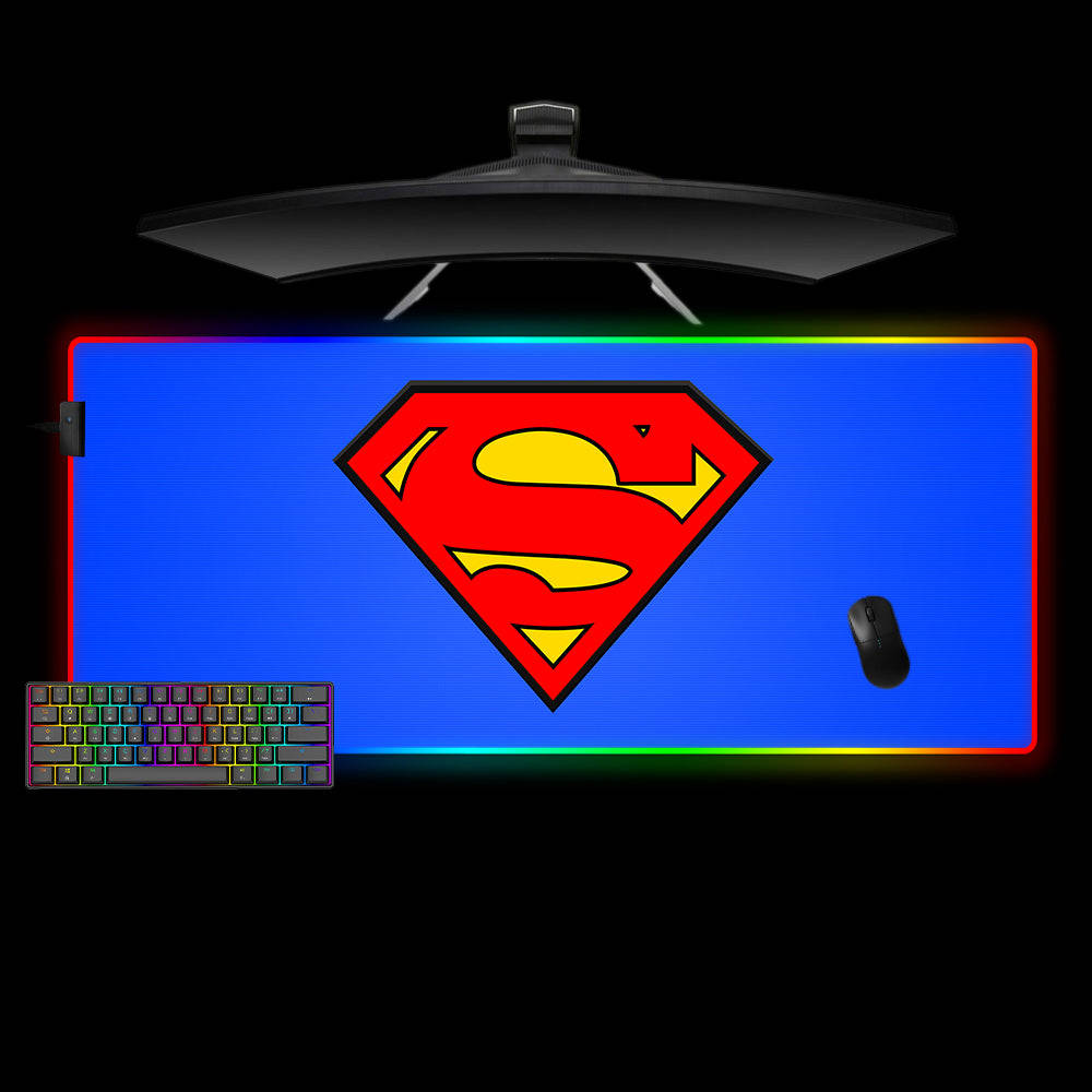 Superman Logo RGB Gaming Mouse Pad with LED Strip