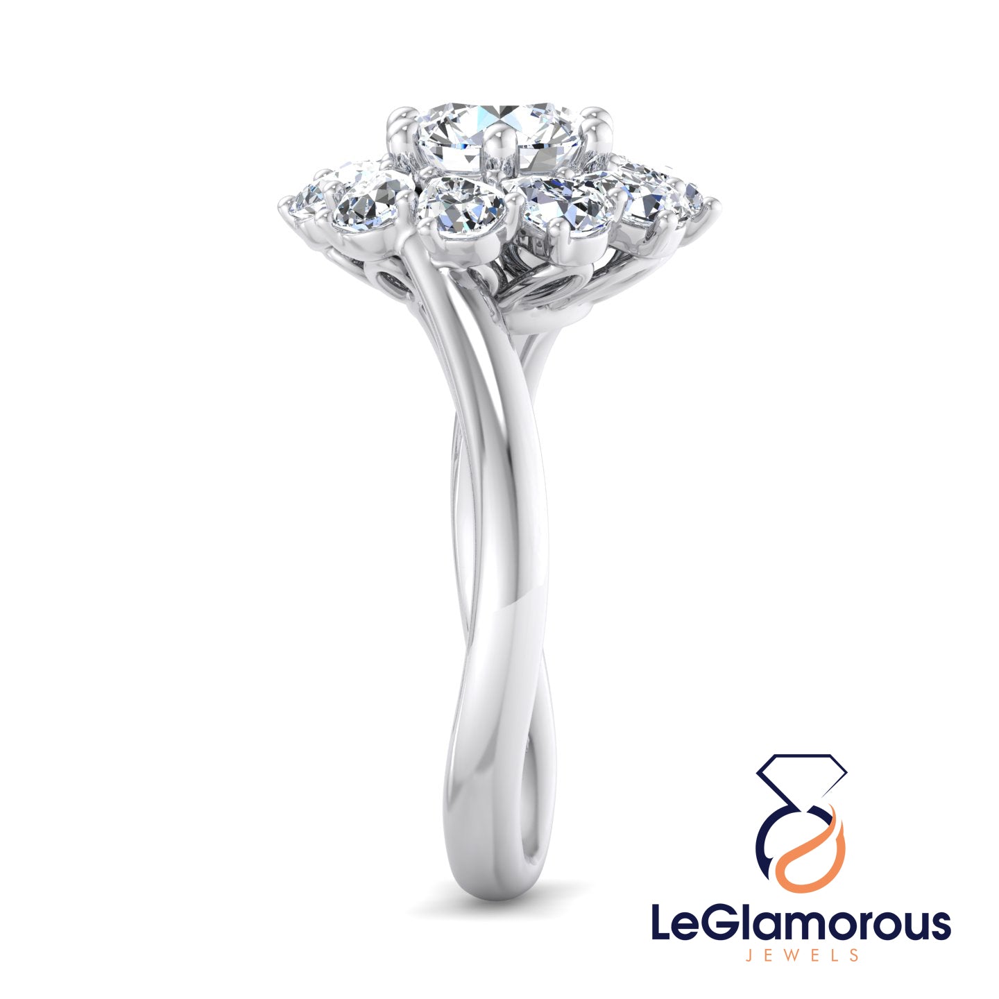 1.00 Carat Round Cut Halo Lab Grown Diamond Engagement Ring - IGI Certified