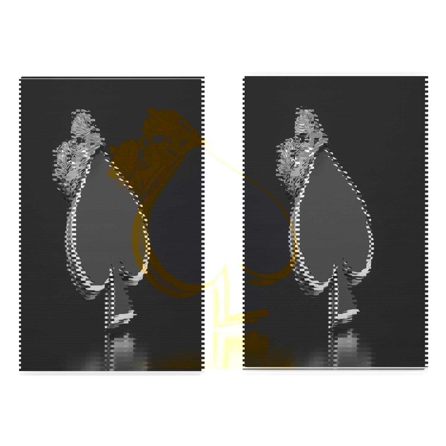 3D Gold Crown Spades Playing Card Canvas Wall Art - Ready-to-Hang Home Decor