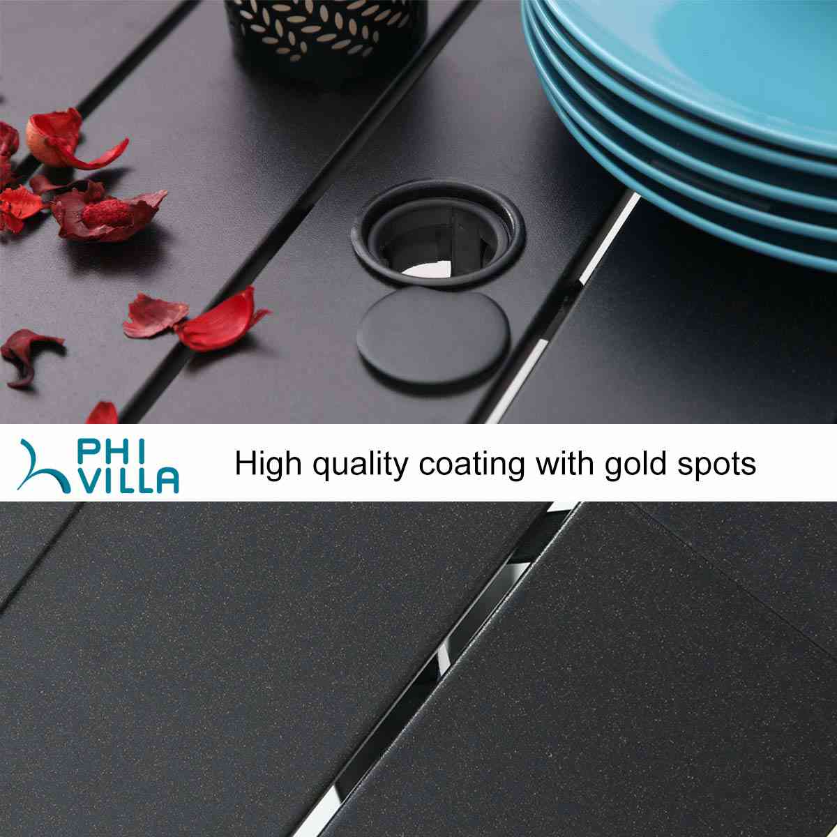 5-Piece Outdoor Dining Set with 4 Cushioned Swivel Chairs and Square Table