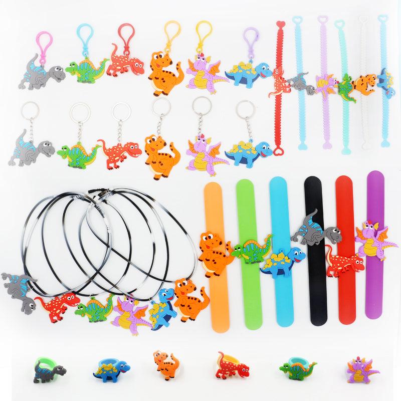 Dinosaur Party Supplies Set - Keychain, Ring, Bracelets, Necklaces for Kids Birthday Party