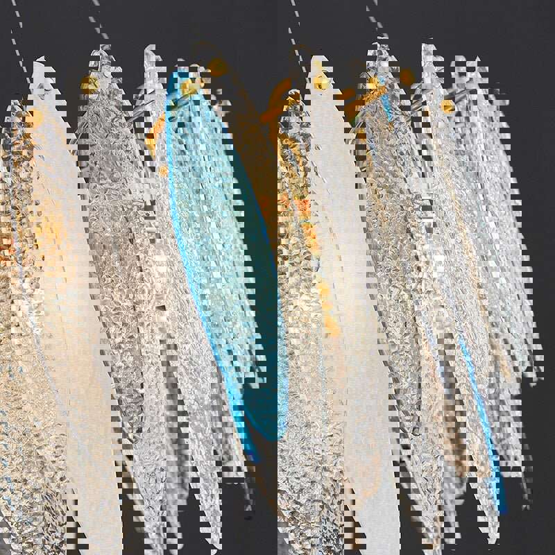 MIRODEMI® Round Gold Frosted/Smoke gray/Blue Crystal Chandelier for Living Room, Kitchen