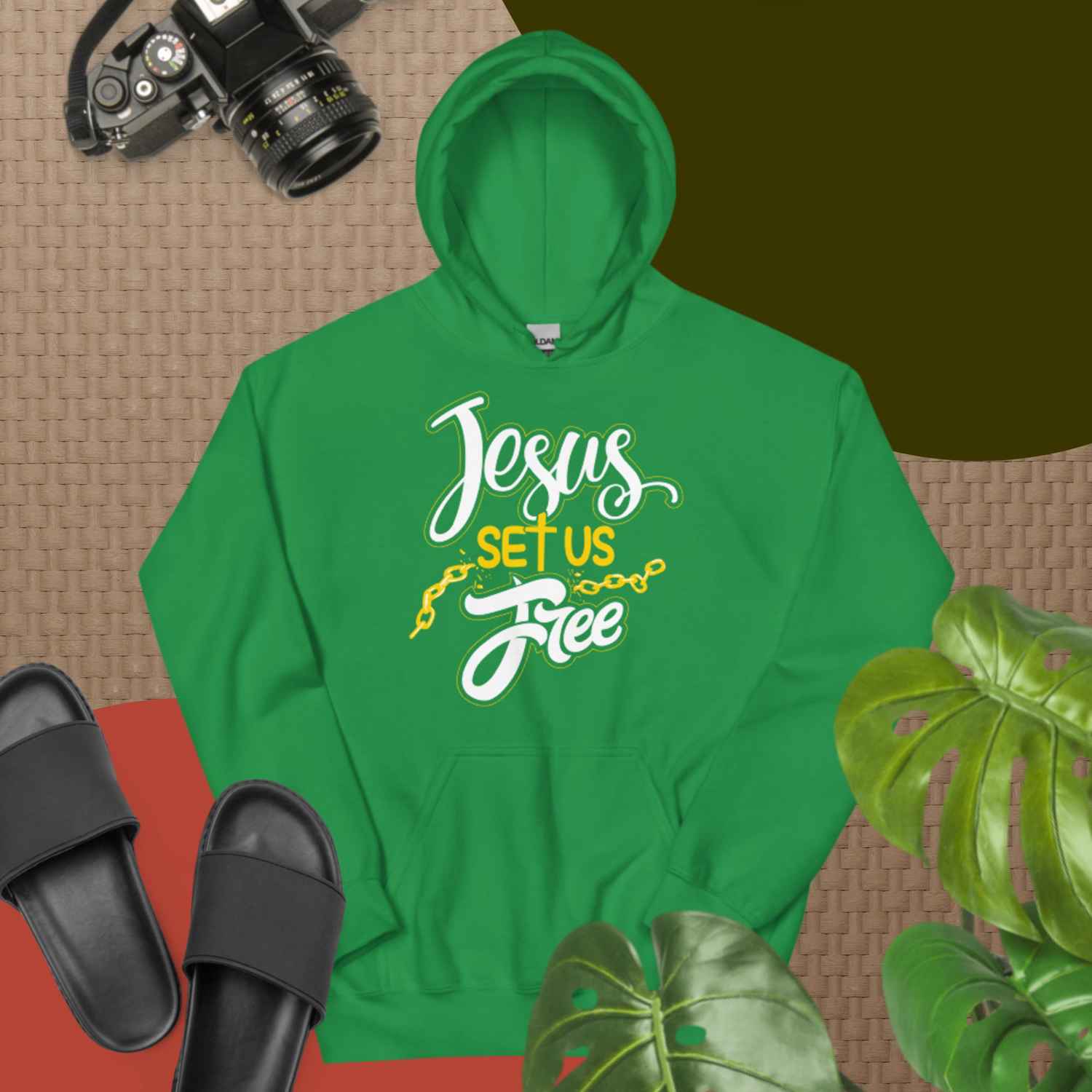 F&H Christian Jesus Set Us Free Mens Hoodie