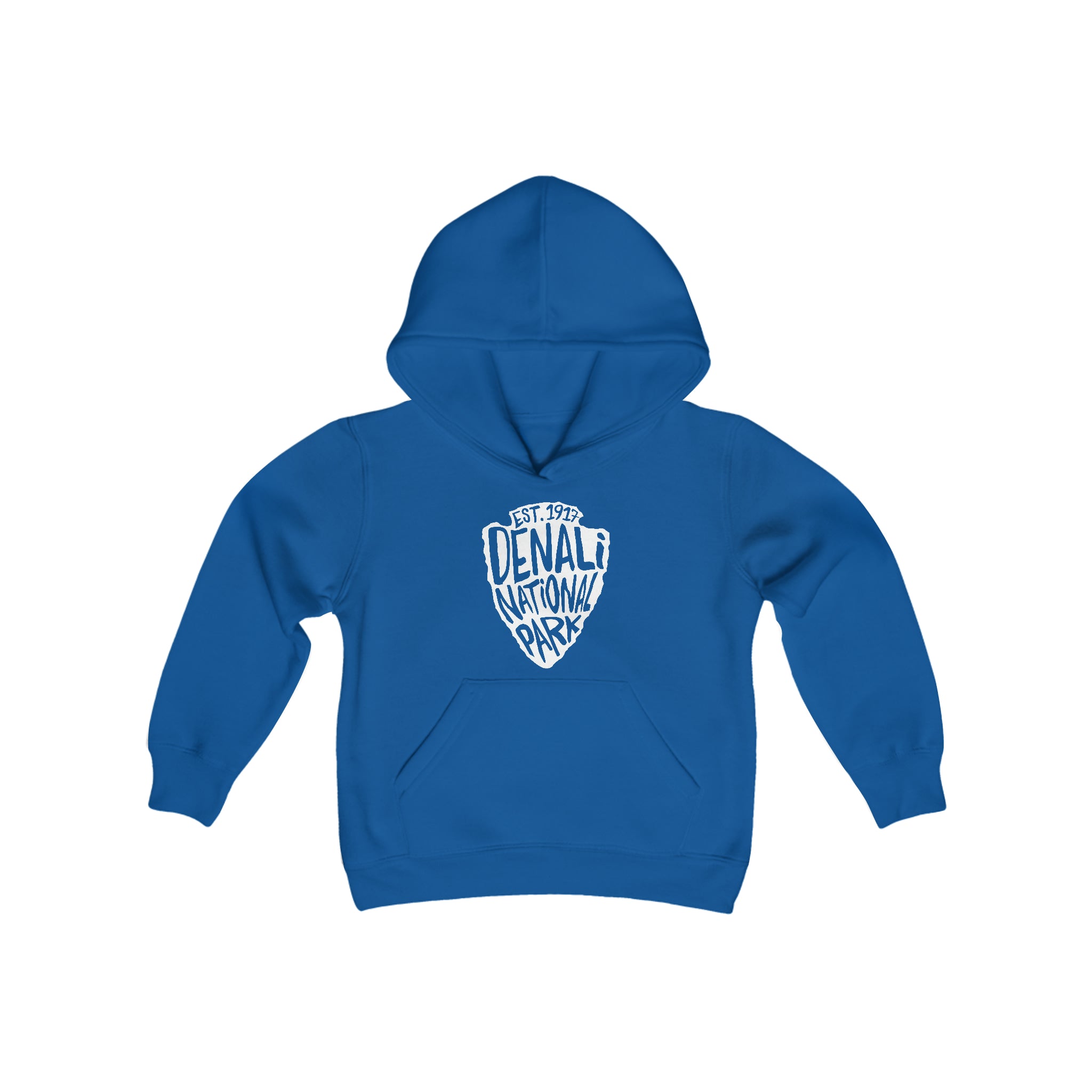 Denali National Park Kids Hoodie - Arrowhead Chunky Text