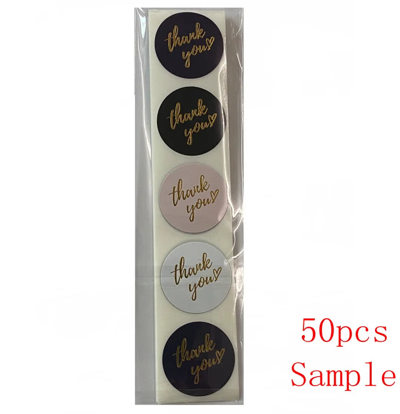 50-500pcs 1inch Blue Thank You Stickers for Envelope Sealing, Handmade Wedding Gift Decoration