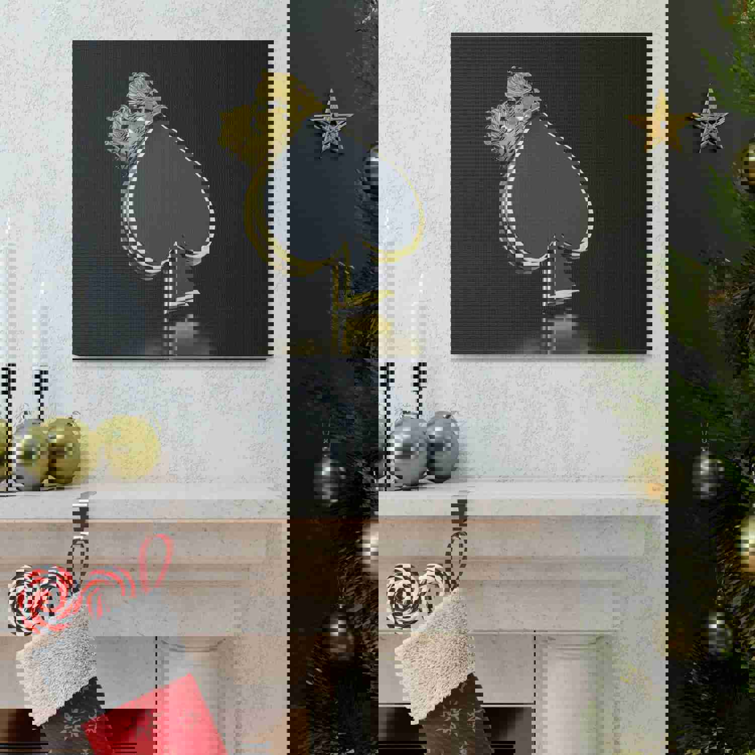 3D Gold Crown Spades Playing Card Canvas Wall Art - Ready-to-Hang Home Decor