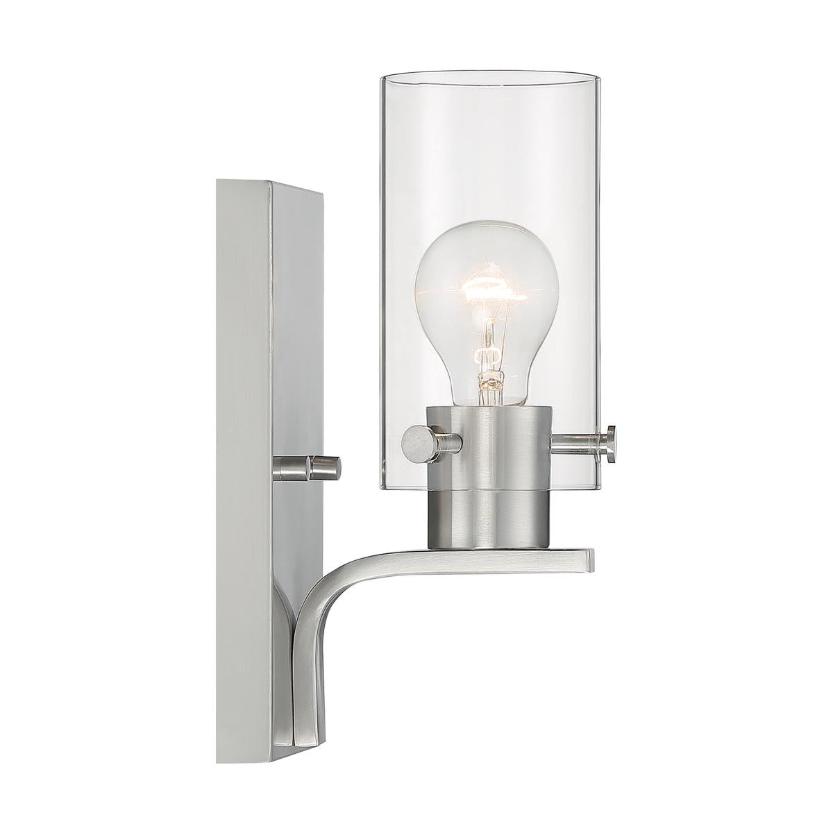 Sommerset 1 Light Vanity Sconce - Brushed Nickel Finish with Clear Glass Shade