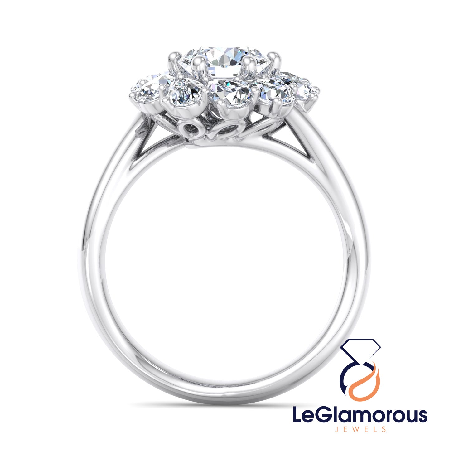 1.00 Carat Round Cut Halo Lab Grown Diamond Engagement Ring - IGI Certified
