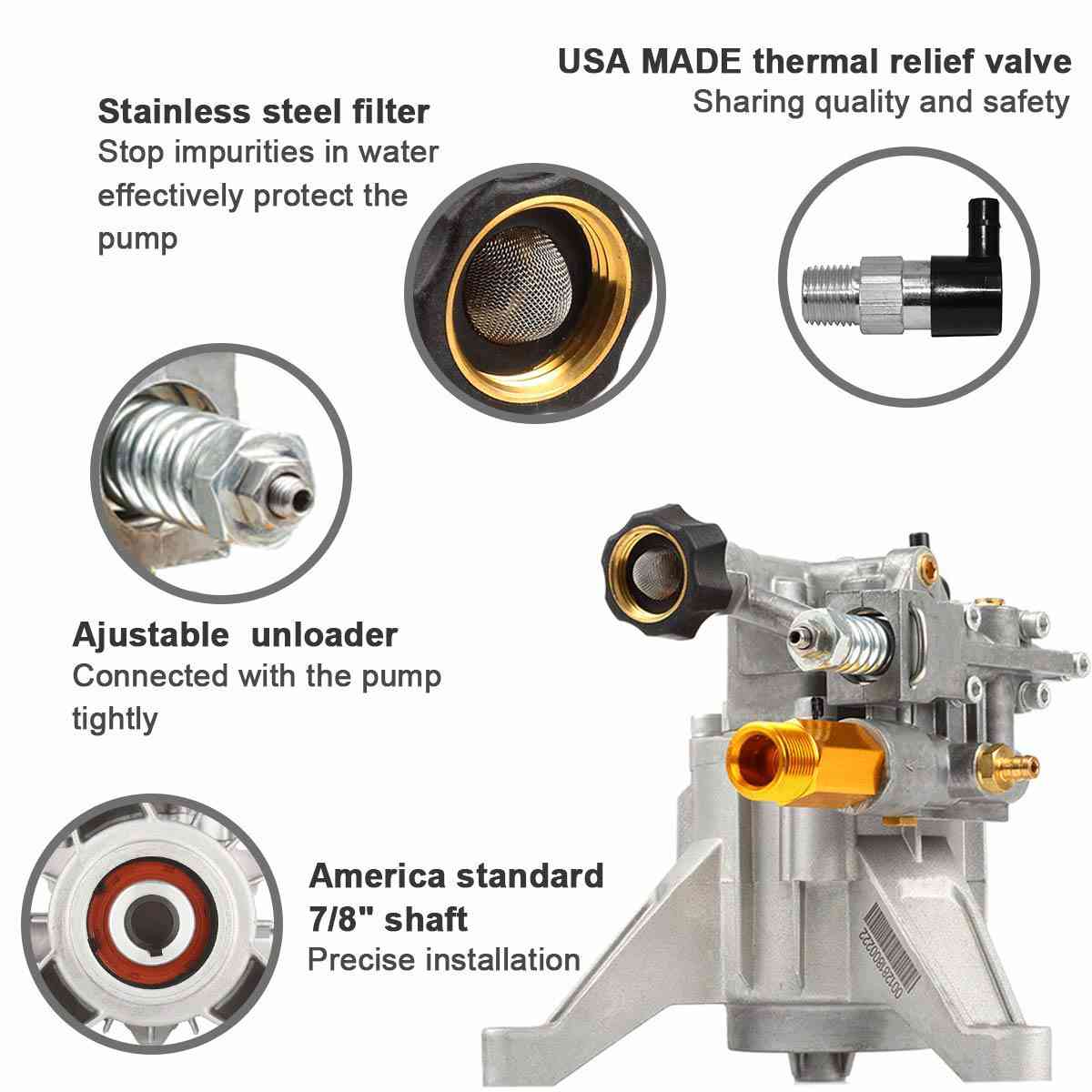YAMATIC 7/8 Shaft Vertical Pressure Washer Pump 3000 PSI @ 2.5 GPM Replacement Pump