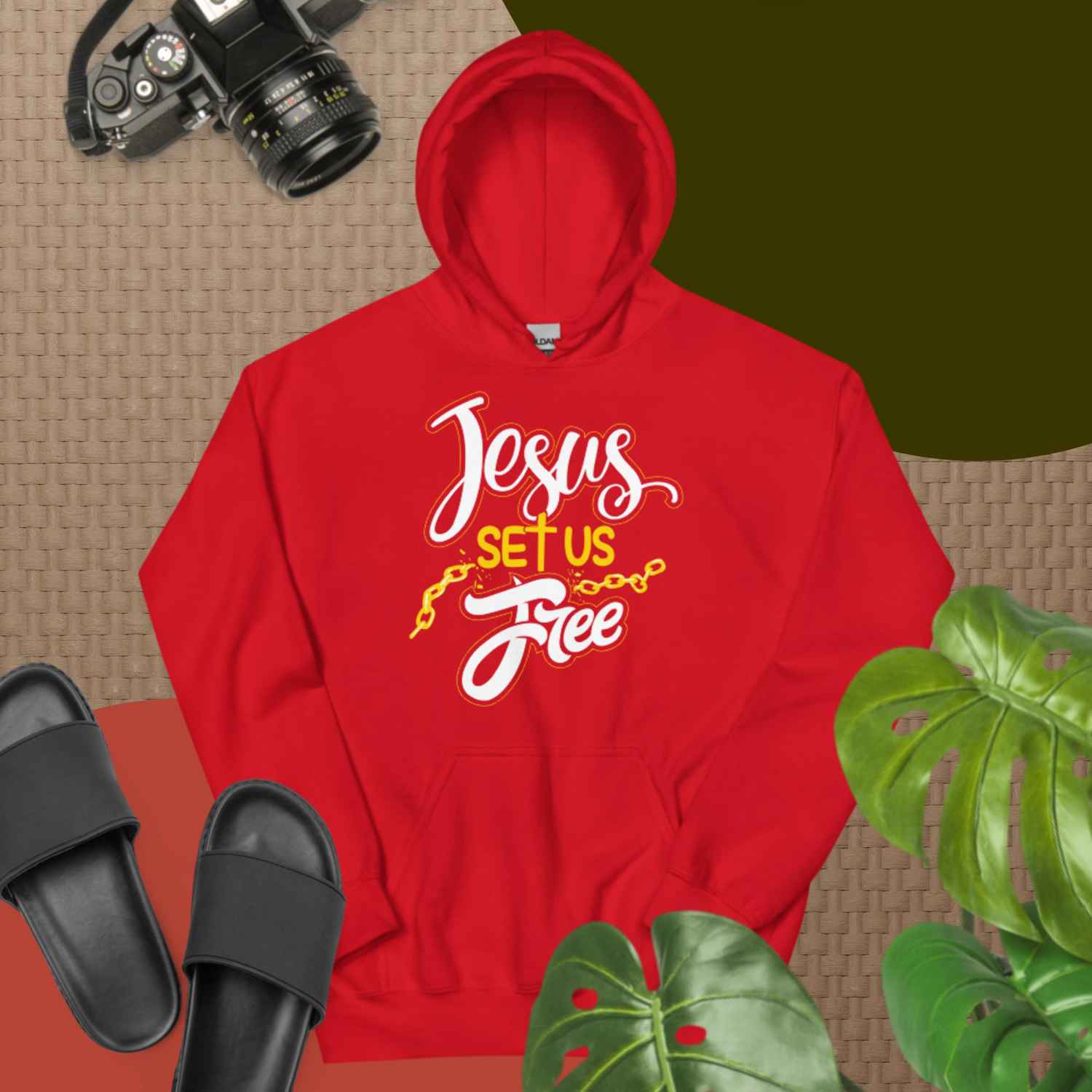 F&H Christian Jesus Set Us Free Mens Hoodie