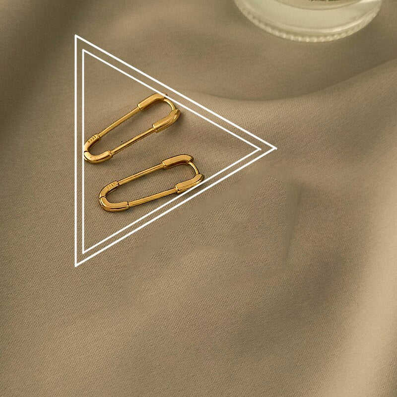 Korea Design Jewelry Simple Metal Pin Hoop Earrings for Women