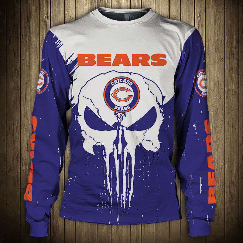 Men’s Chicago Bears Punisher Sweatshirt - Lightweight Pullover with Screen Print