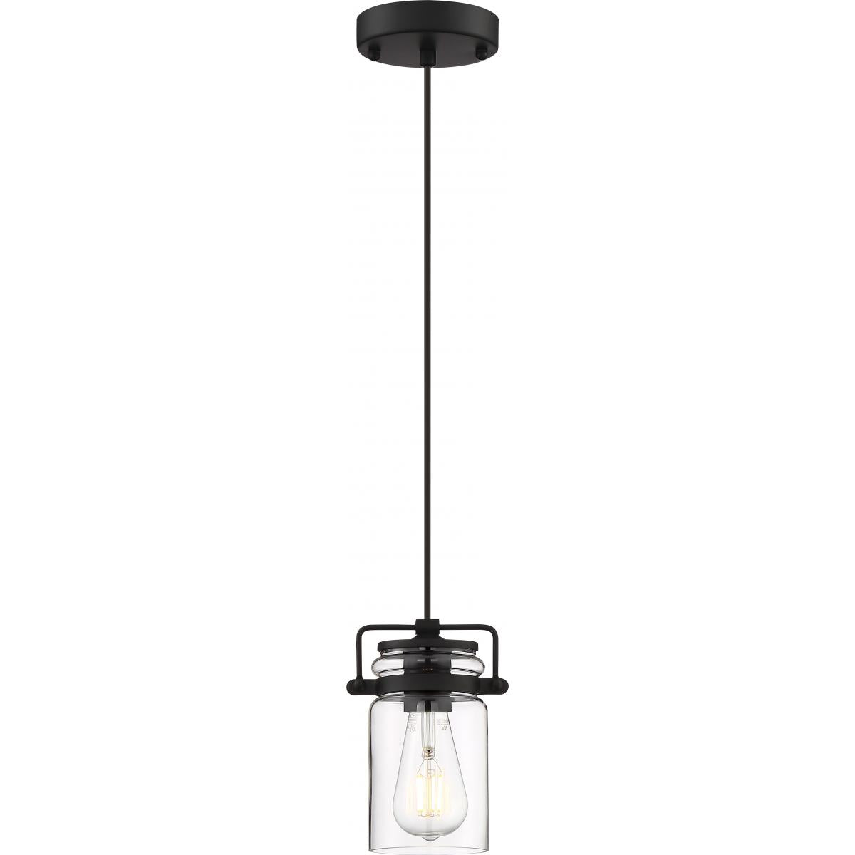 Antebellum 1 LT Mini Pendant - Clear Glass with Matte Black Finish