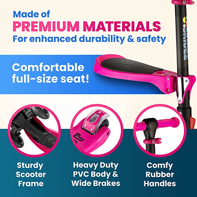 Y200 Adjustable Height Foldable Kick Scooter for Kids with LED Light Wheels