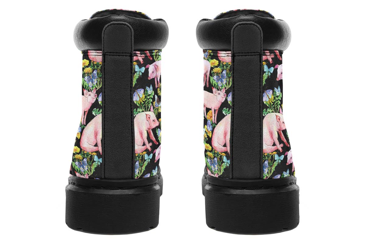 Floral Pig Classic Vibe Boots - Custom Printed Vegan Boots