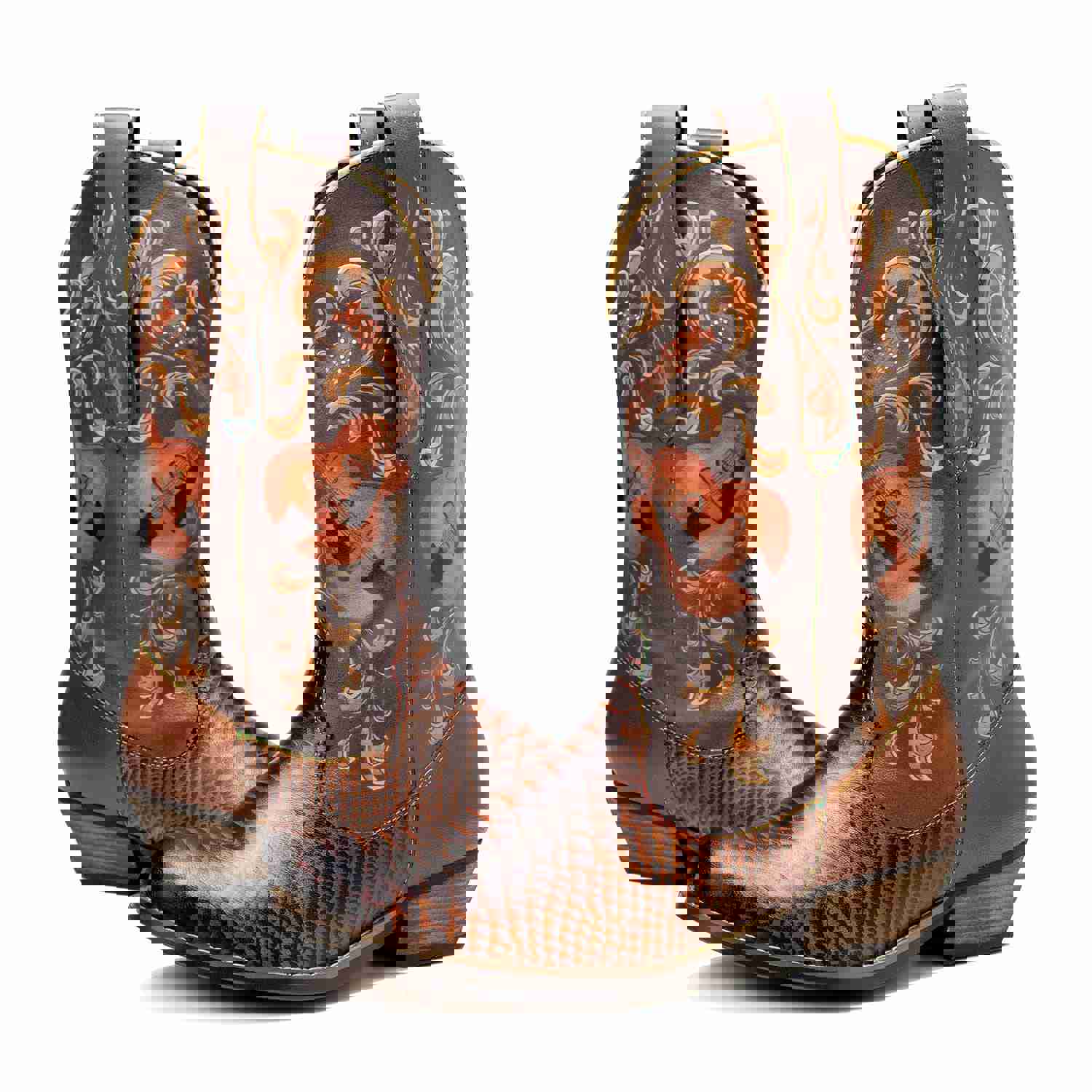Fish Pattern Cowboy Boots - Hand-Crafted Genuine Leather Trendsetter Shoes