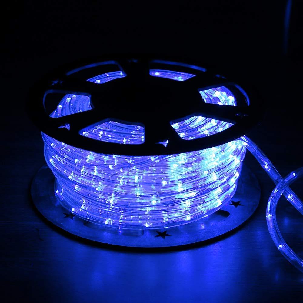 Ainfox 110V 100 Ft. 2 Wire LED Rope Lights Strip - Waterproof for Indoor & Outdoor Use (Blue)