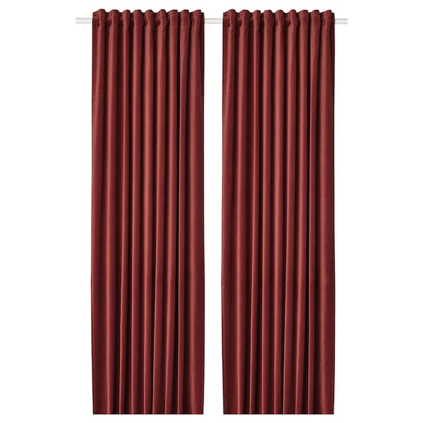 IKEA SANELA Velvet Room Darkening Curtains - Red Brown (55x118, 2 Panels)