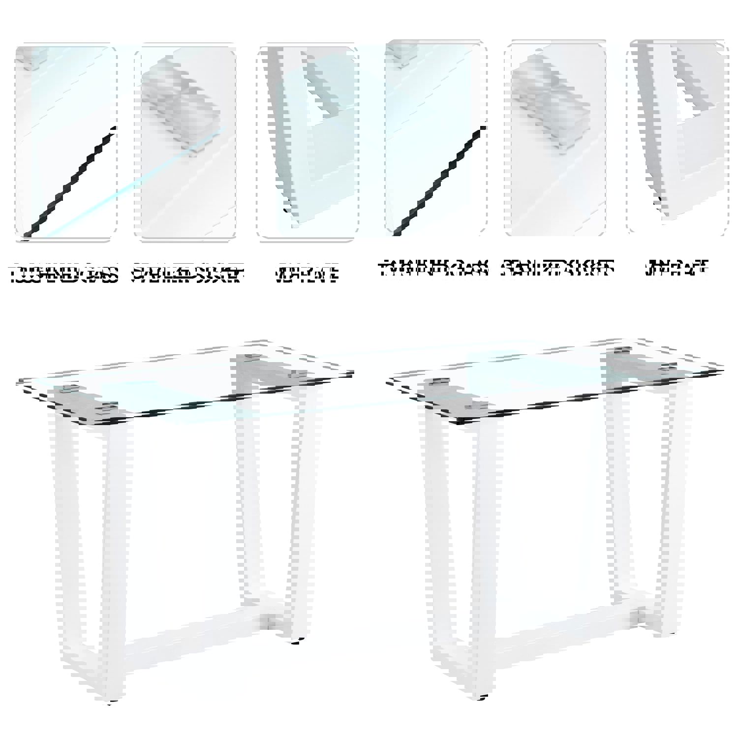 Modern Glass Dining Table Set with 4 Lattice High Back Chairs