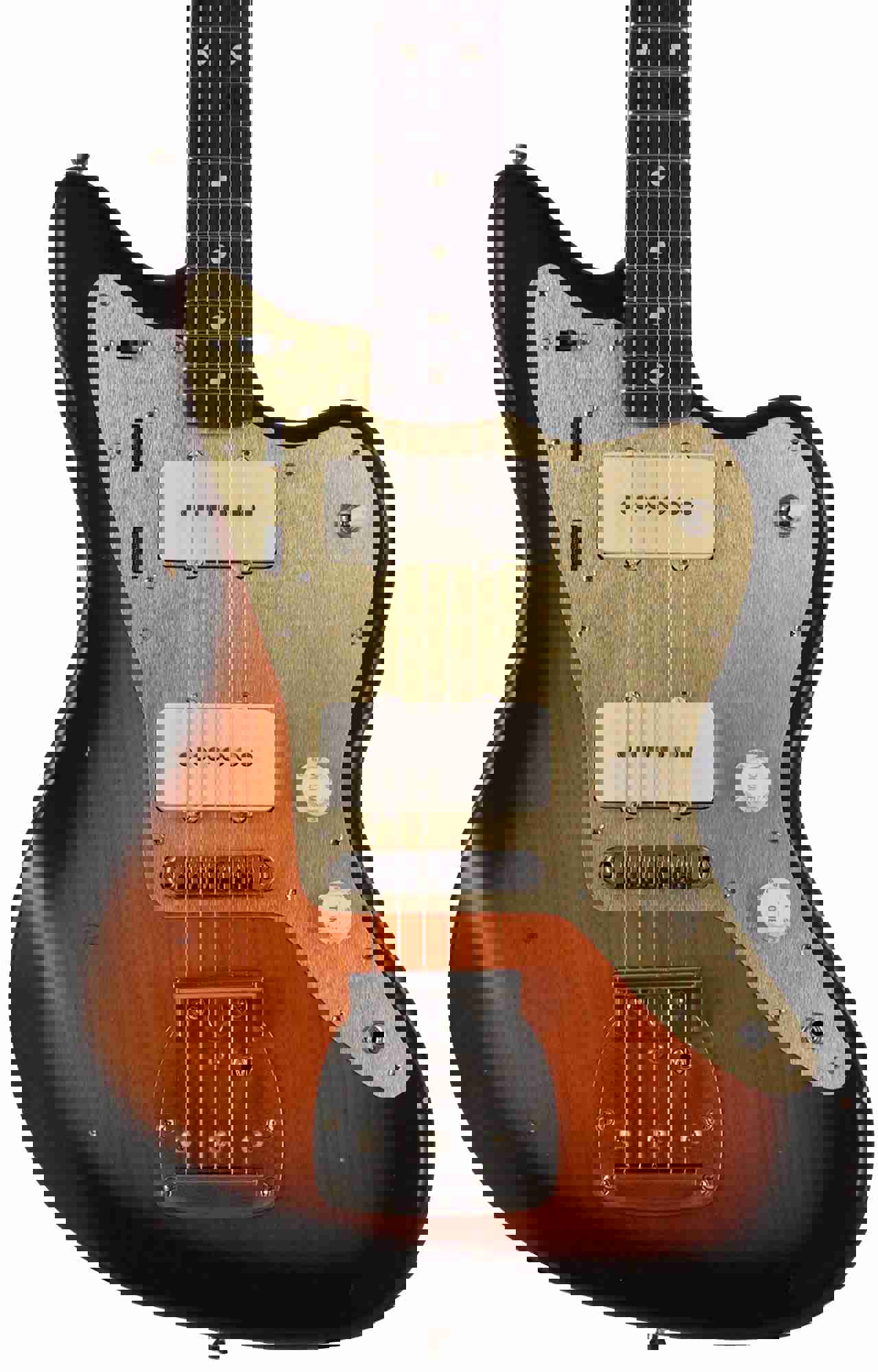 Nash JM-63 Jazzmaster Guitar, 2 Tone Sunburst, Gold Pickguard, Light Aging