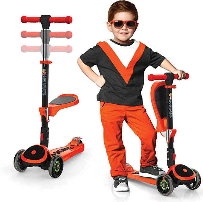 Y200 Adjustable Height Foldable Kick Scooter for Kids with LED Light Wheels
