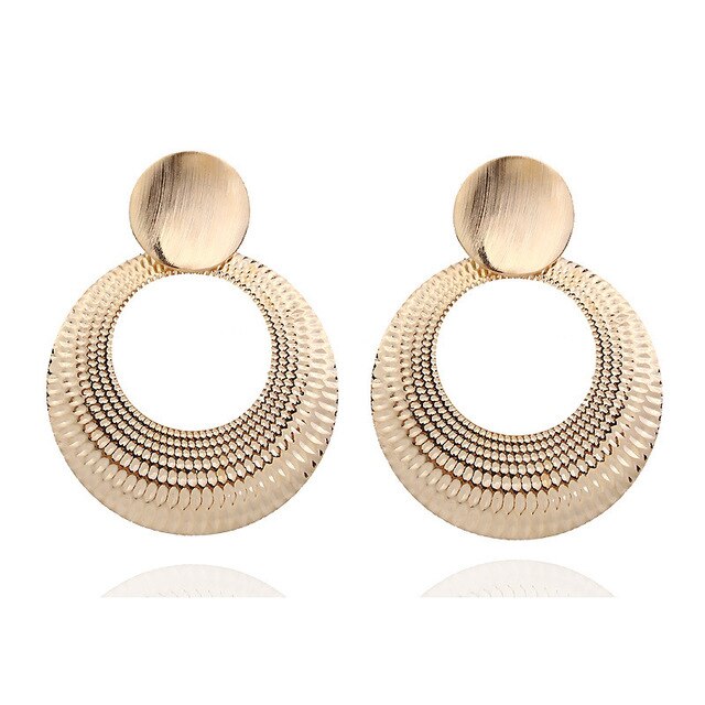 LATS Vintage Geometric Drop Earrings for Women - Gold/Silver Fashion Jewelry