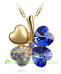 Fashion Austrian Crystal Four Leaf Clover Necklace for Women