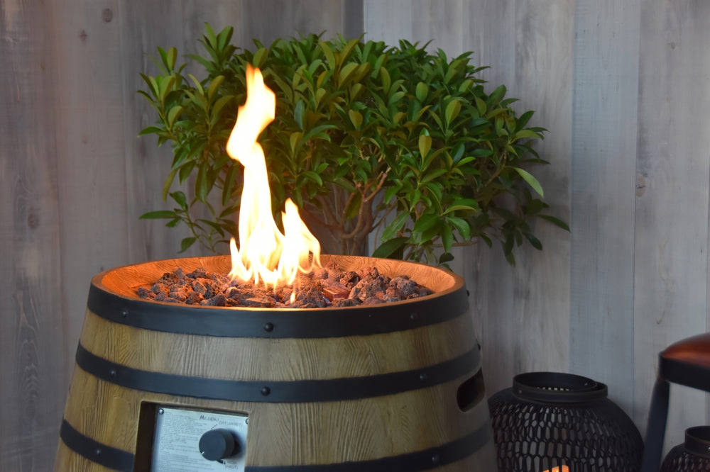 Napa Barrel Outdoor Fire Pit Table - 27 Inch Liquid Propane with Cover