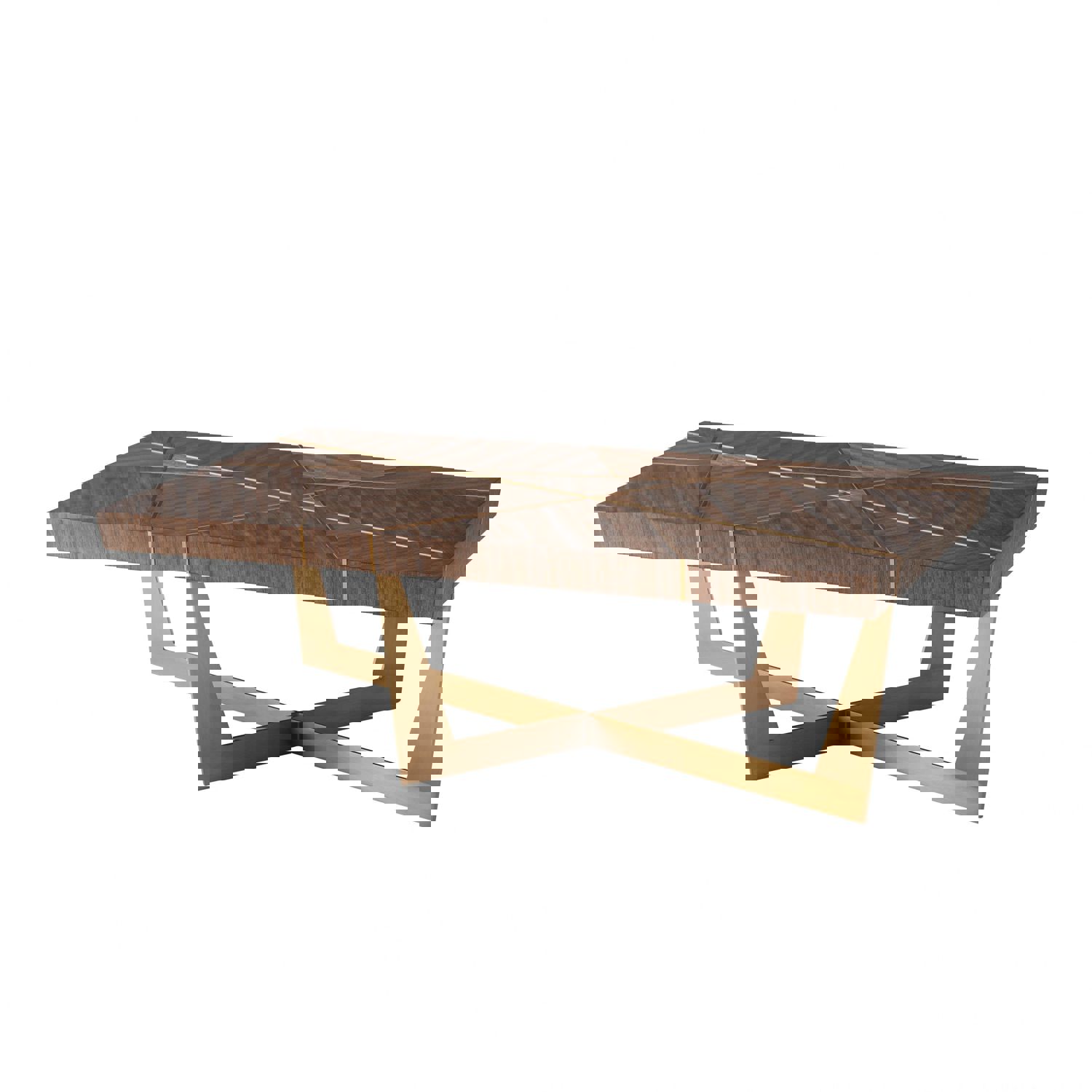 Calais Rectangular Cocktail Table with Brass Inlaid Relief Lines