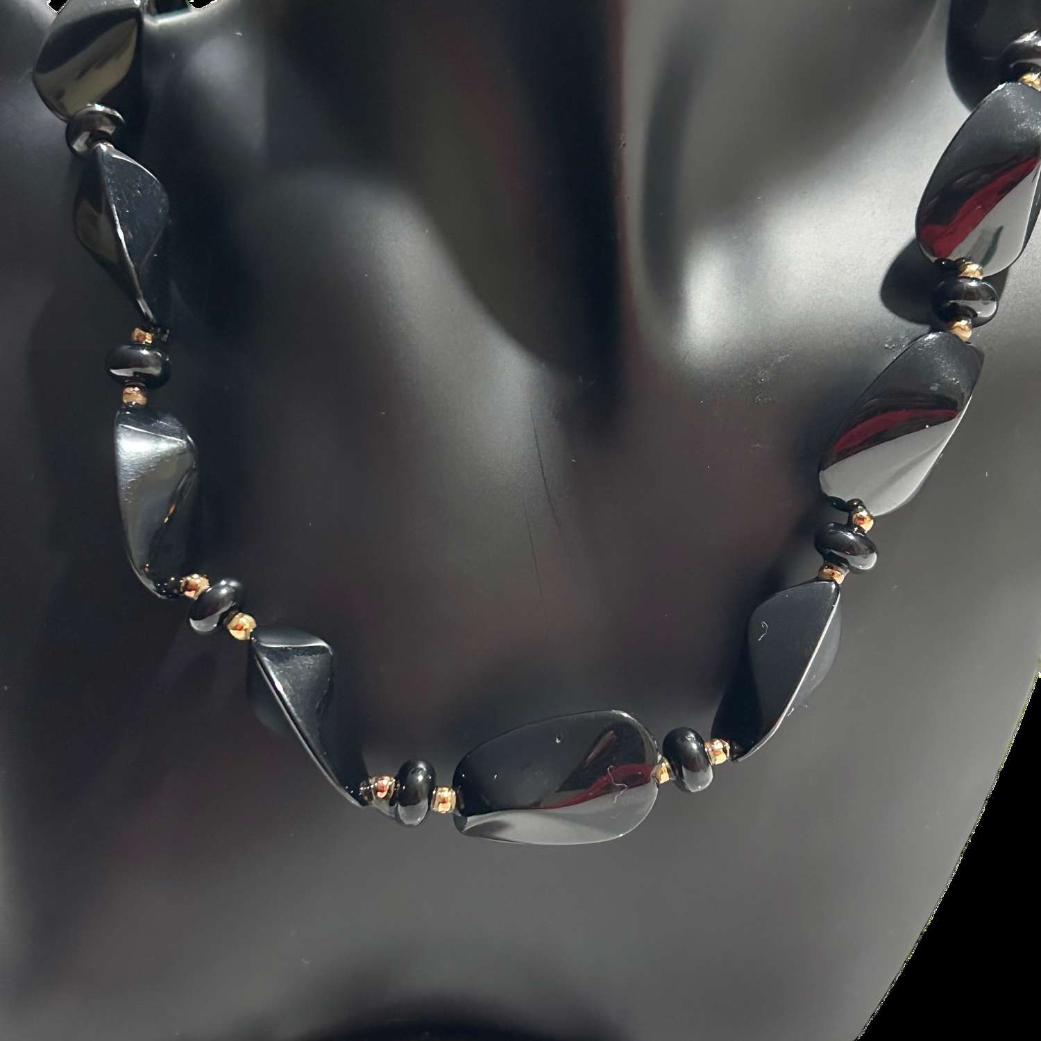 Black and Gold Twisted Bead Necklace