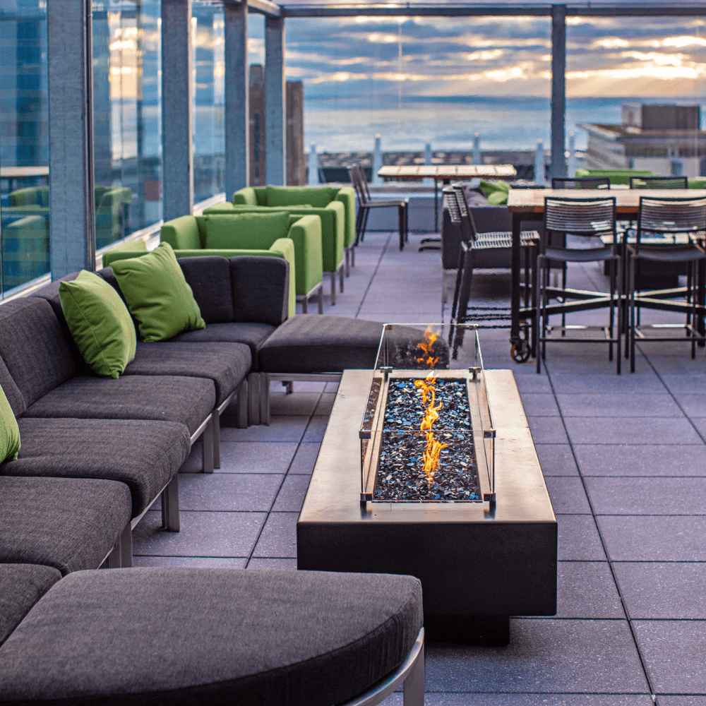 Top Fires Del Mar 96-Inch Rectangular GFRC Gas Fire Pit - Electronic Ignition