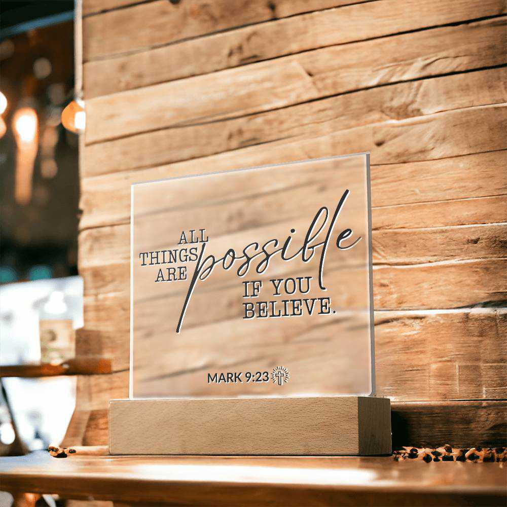 LED Bible Verse Acrylic Plaque with Night Light - Motivational Home Decor