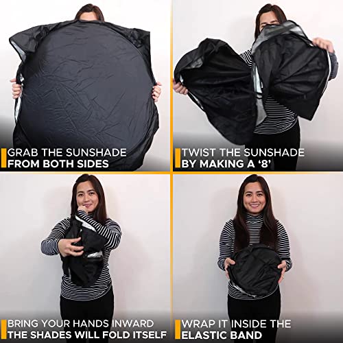 EcoNour Car Windshield Sun Shade with Storage Pouch - Durable 240T Material for UV & Heat Protection
