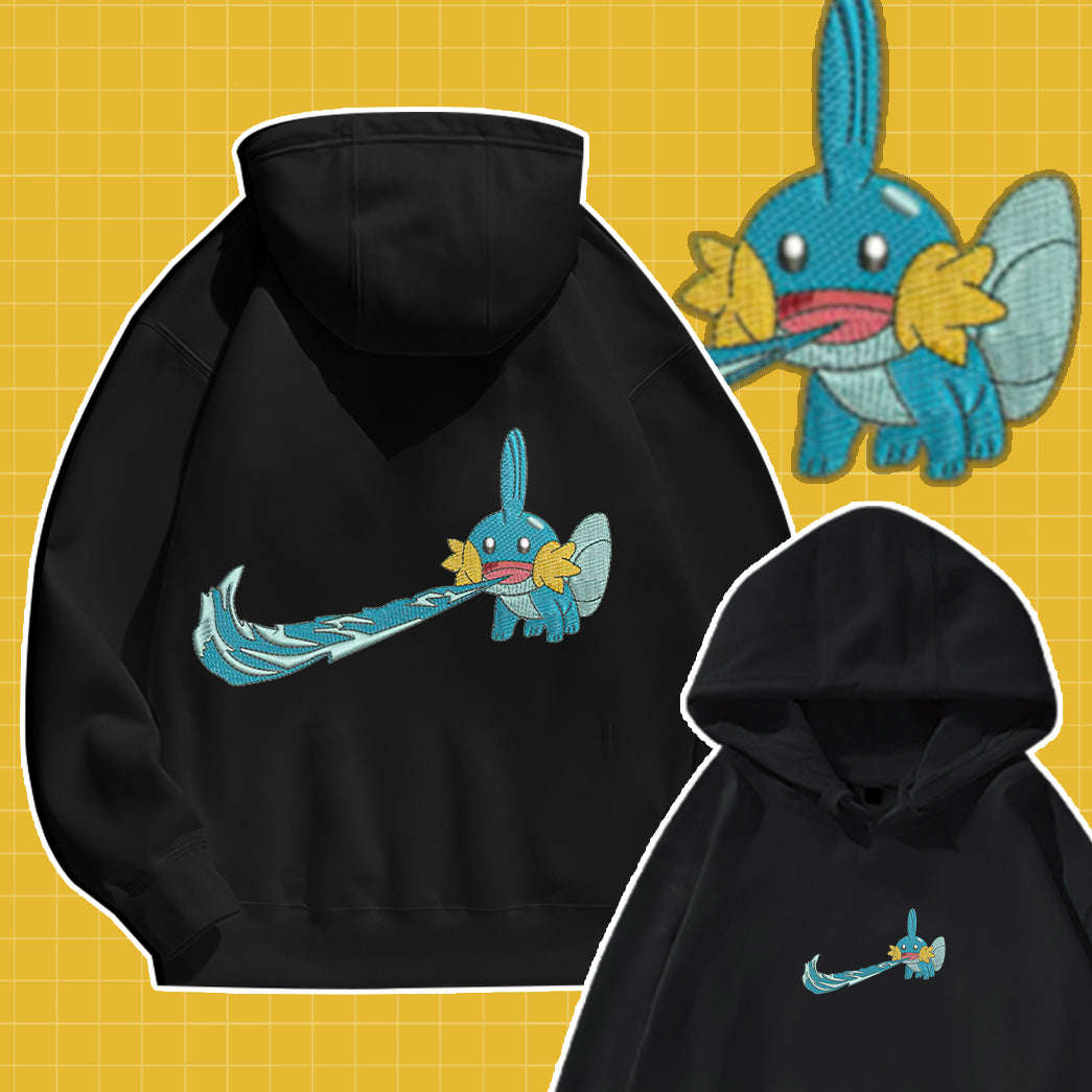 Mudkip Simple Swoosh Custom 2-Side Printed Hoodie - Unisex Classic Fit