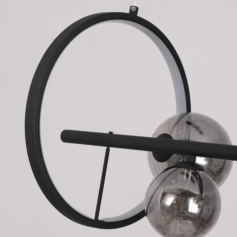 Modern 7-Light Black Kitchen Island Pendant with Glass Globe Shades